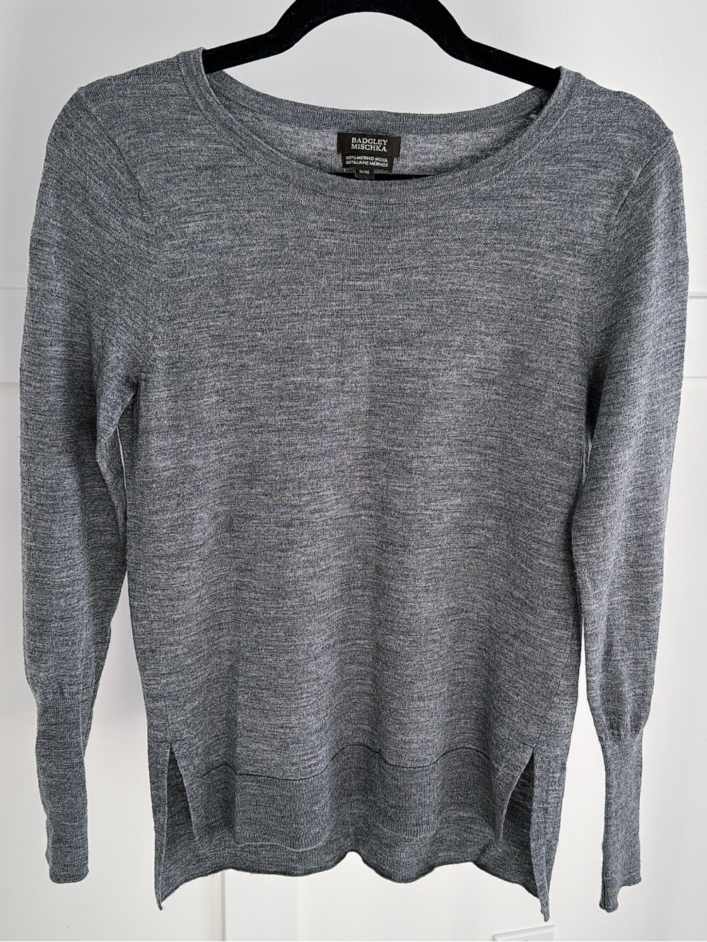 Badgley Mischka Heather Gray Scoop Neck Sweater